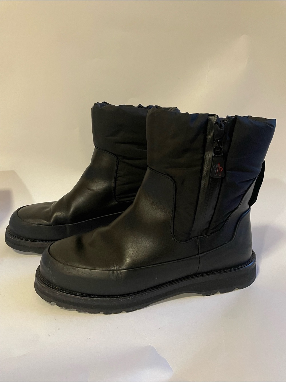 Moncler Puffer Leather Ankle Boots
